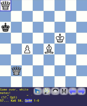 A win for white with two queens